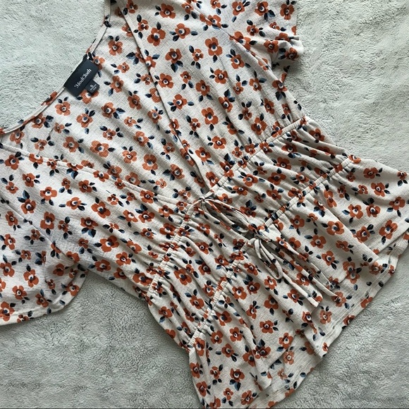 Modcloth Top It Off Floral Tie-Front Open Crop Flutter Layering Shirt Small Sz S - Picture 1 of 12